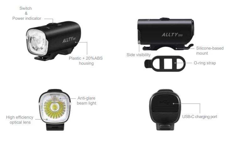 MAGICSHINE ALLTY 200 USB BICYCLE LIGHT 200LUMENS